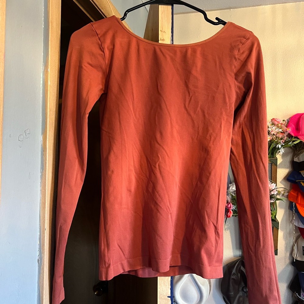 Free People Terracotta Long Sleeve Top